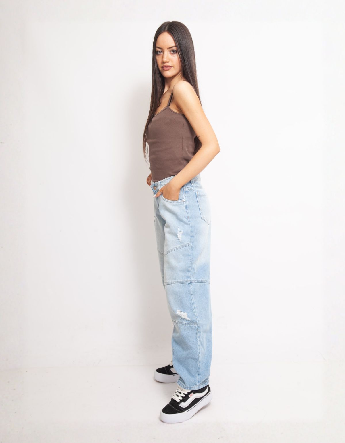 3 ART 770 BAGGY CELESTE ROTURA CON RECORTES