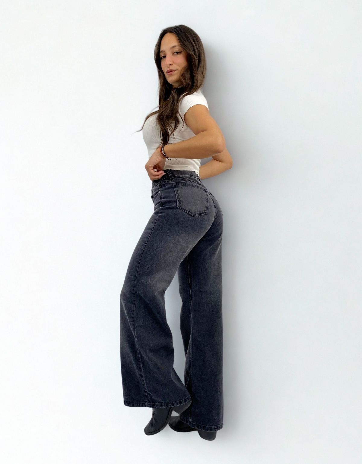 ART 778 WIDE LEG NEGRO GASTADO / CINTO